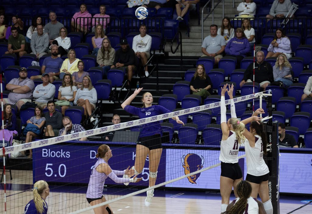 Sr. Ella Durham winds up the spike.