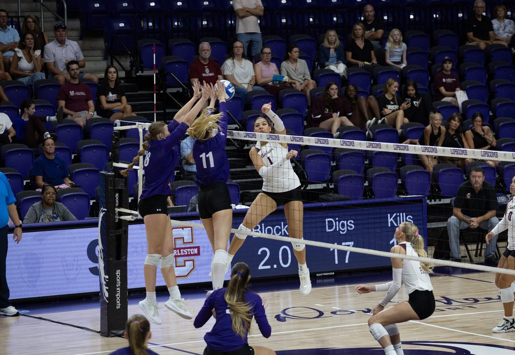 Sr. Ella Durham and Sr. Brooklyn Fuchs set up the block.