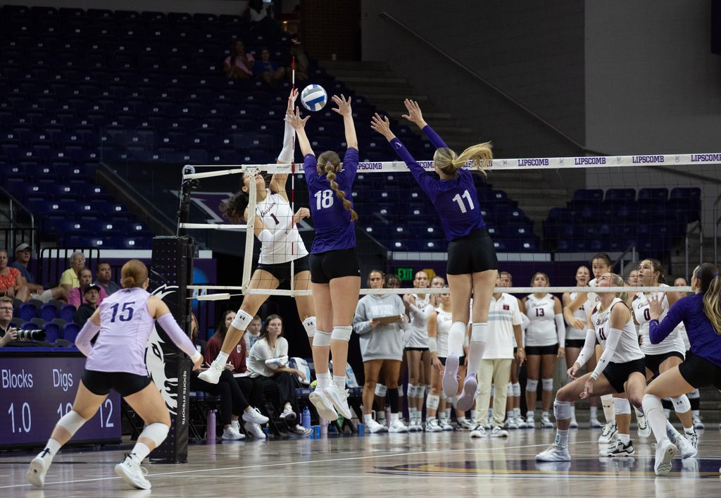 Sr. Ella Durham and Sr. Brooklyn Fuchs set up the block.